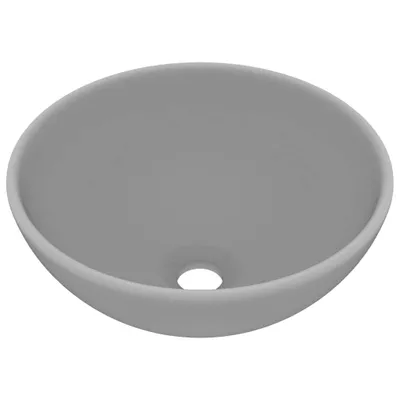 Image de vidaXL Lavabo de luxe Rond Mat Gris clair 32,5x14 cm Céramique