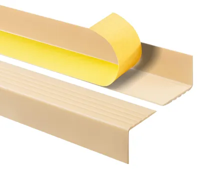 Produktbild von Treppenkantenprofil Selbstklebend 50x42 mm, Treppenprofil PVC für Treppenstufen, Treppenkantenschutz mit Rillen, Antirutsch, RGP, creme, 90 cm  - Quest