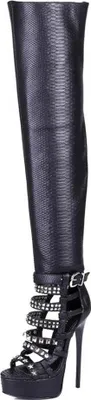 Produktbild von GIARO Plateau Stiefel Schwarz Black Snake große Damenschuhe