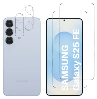 Produktbild von Gehäuse aus gehärtetem Glas für Samsung Galaxy S25 FE und Kameraschutz [2er-Pack] Displayschutzfolie  Phonillico®