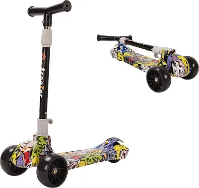 Produktbild von LED Kinder Roller Scooter Klappbar Höheverstellbaren 3 Räder für Kinder 2-8 Jahre in Graffiti