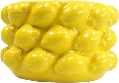 Produktbild von Blumentopf Kübel Übertopf Keramik Gelb Zitronen Deko Ø18,5cm H12cm