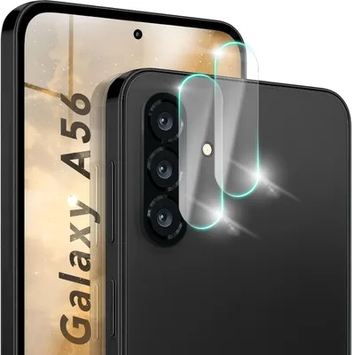 Zdjęcie produktu dla Szkło ochronne na aparat do Samsung Galaxy A56 - 2x szkło hartowane, odporne na zarysowania, kurz, kompatybilne z etui - przezroczyste