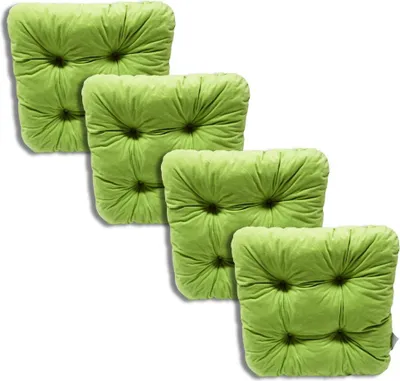 Produktbild von 4er-Set Gepolsterte Stuhlkissen Grün 38x38x8 cm - 1229 komfortable Outdoor-Sitzkissen