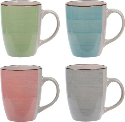Produktbild von EXCELLENT HOUSEWARE Keramikbecher Keramiktassen Becher-Set ZUM VERSCHENKEN 4x270 ml