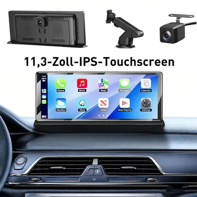 Produktbild von Rückspiegeldashcam 4K 11 Zoll Wireless CarPlay Android Auto Touchscreen mit 2 Kameras Frontkamera Rückfahrkamera Nachtmodus WDR Parküberwachung