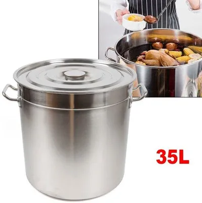 Obrázok produktu pre Veľký nerezový hrniec na polievku s objemom 35 l so zosilneným dnom