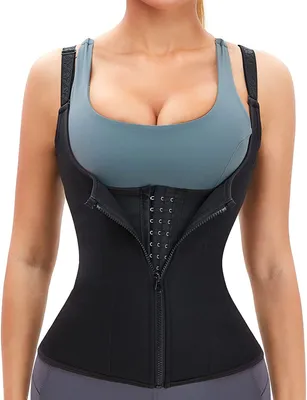Produktbild von Verstellbarer Taillenformer Mit Reißverschluss, Neopren-Saunaweste Für Indoor-Workouts, Größe L Für Taillenumfang 60–65 Cm