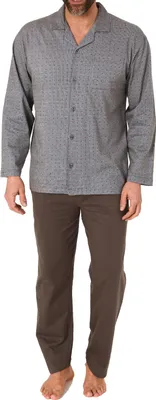Produktbild von Normann Herren Langarm Schlafanzug Pyjama zum durchknöpfen, auch in Übergrössen ; dunkelgrau , 56