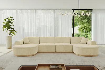 Produktbild von ALTDECOR Ecksofa in U-Form MARI-U2-v2 - 388x171x83 cm Beige - Corner Sofa Bett Eckcouch Couch L-Form Wohnlandschaft Cauchsofa