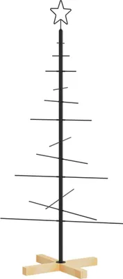 Produktbild von vidaXL Weihnachtsbaum Metall mit Holzständer Schwarz 120 cm