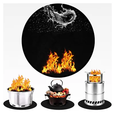 Produktbild von 50 cm Runde feuerfeste Unterlage, Doppelseitige Silikon Hitzeschutzmatte, feuerfest, wasserdicht, ölbeständig und leicht zu reinigen, Feuerschutzmatte für Küche, Grill, Kamin, Camping