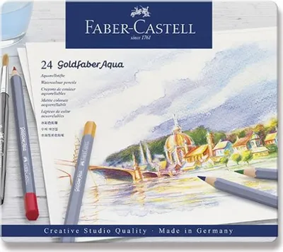 Obrázek produktu pro Faber-Castell Aqua.pencil Goldfaber Aqua 24 kovové pouzdro