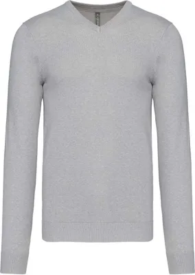 Produktbild von Kariban Herren Pullover Sweatshirt V-Ausschnitt Freizeitpullover, Größe:S, Farbe:Grey Melange