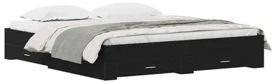 Obrázek produktu pro vidaXL Rám postele černý dubový vzhled 180 x 200 cm materiál na bázi dřeva
