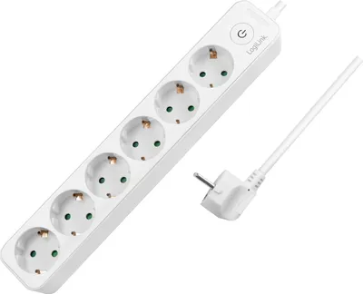 Produktbild von LogiLink Steckdosenleiste 6x EIN/AUS 1,5m, CEE 7/3, weiß