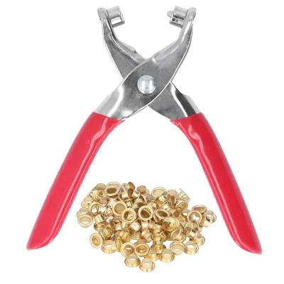 Zdjęcie produktu dla Zestaw dziurkaczy do oczek - Wszechstronne metalowe szczypce do oczek zawierające 100 sztuk guzików 4 mm - Idealne do tworzenia i naprawy obuwia i tekstyliów