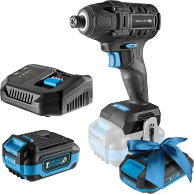Produktbild von HÖGERT TECHNIK Akku-Schlagschrauber-Set 18V, 200 Nm Drehmoment, 4,0 Ah Akku, 4A Ladegerät, Koffer, Bürstenloser Motor, LED-Beleuchtung, Überhitzungsschutz, Für Holz & Metall + PROMO 2,0 Ah Akku
