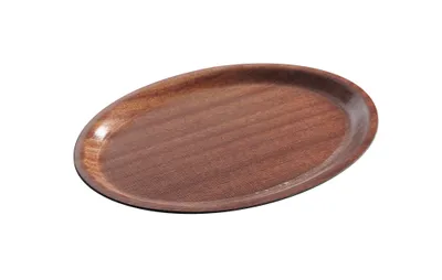 Imagen del producto de HENDI, bandeja de servicio ovalada, 20x26,5 cm, material Woodform, con base antideslizante