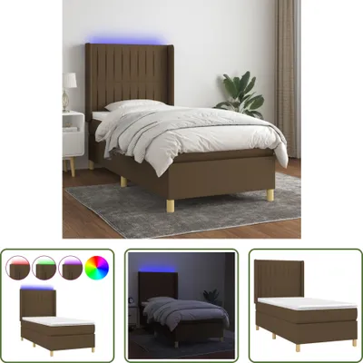 Produktbild von The Living Store Boxspringbett mit Matratze & LED Dunkelbraun 90x200 cm Stoff