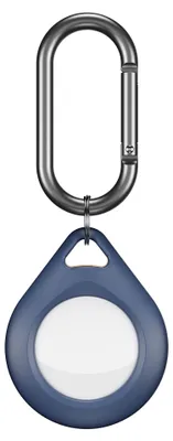 Produktbild von KeyBudz Secure Dock, Apple Airtag Anhänger aus Silikon mit Karabiner, blau (2 St