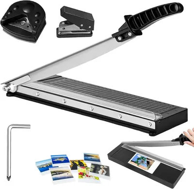 Imagen del producto de Máquina de corte de papel manual, para formatos A4, B5, A5, B6 y B7, con cuchilla de palanca, ideal para fotos y papel