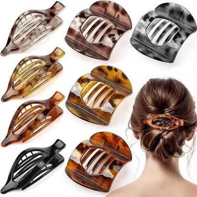 Produktbild von Famanu Haarclips Set Schildpadmuster - 8 große Clips in 2 Stilen