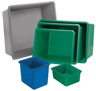 Produktbild von GFK-Rechteckbehälter, ohne Staplertaschen, Volumen 100 l, LxBxH oben auß/inn 880/800x580/500x290/280 mm, Farbe grau