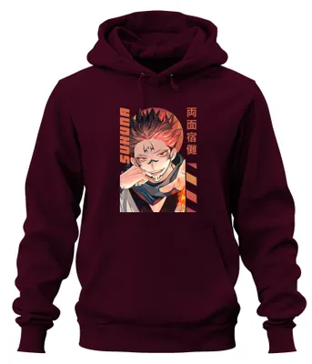 Produktbild von Sukuna Jujutsu Kaisen Ryomen Dämon Flamme Manga Anime Hoodie Kapuzenpullover, Burgundy, S