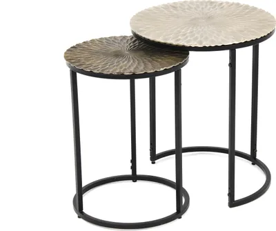 Obrázek produktu pro Beistelltisch >1127< (2er Set) in Silber / Gold, Aluminiumguss - 54x45cm (HxD)