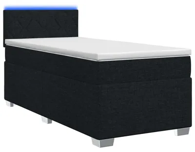 Obrázok produktu pre vidaXL Posteľ s pružinovou základňou, matracom a LED osvetlením, čierna, 90 x 190 cm, látka