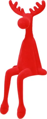 Produktbild von Kantenhocker Weihnachtselch Rot Dekofigur Beflockt Set 31cm 3er, 3 Stück