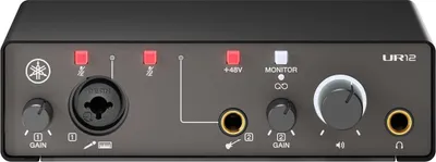 Produktbild von Yamaha UR12MK3B, Desktop, Schwarz, Metall, USB Typ-C, 24-bit/192kHz, 158 mm