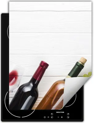 Produktbild von DarHaus Herdabdeckplatte Einteilig Küche Abdeckplatte für Glaskeramikfeld Abdeckung Induktionskochfeld Aufrollbare Matte 40x52 cm, weiß - Holz - Wein