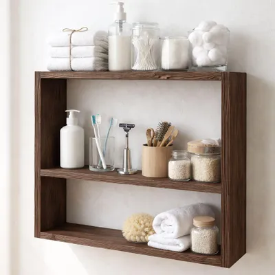 Obrázok produktu pre Skye Decor, elegantná nástenná polička z 100% masívneho dreva, 50 cm, hnedá, rustikálna