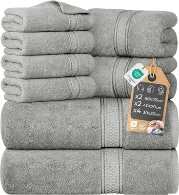 Obrázok produktu pre Sada uterákov Cloud Pillow, 8-dielna – 100 % bavlna, certifikát Oeko-TEX, 460 g/m², 2 osušky 68 x 135 cm, 2 uteráky 40 x 70 cm, 4 umývacie utierky 30 x 36 cm (svetlosivá)