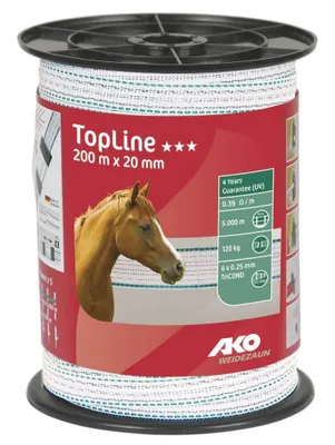 Image de AKO Weidezaunband TopLine weiß/petrol, 200 m Länge, 20 mm breit