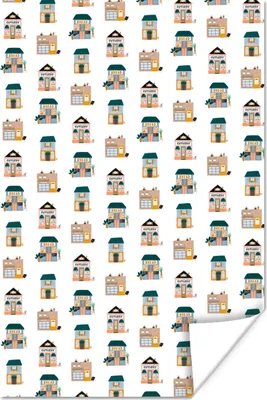 Produktbild von MuchoWow® Poster Haus - Pastell - Muster 120x180 cm - Kunstposter