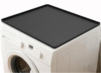 Produktbild von duoyif Waschmaschinenunterlage, 60 x 50 cm, rutschfeste Silikonmatte für Waschmaschine und Trockner, Schutzhülle für Waschraum, Küchenarbeitsplatte, schwarz