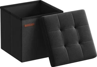 Produktbild von SONGMICS 30 cm Sitzbank mit Stauraum, klappbare Sitztruhe, Aufbewahrungsbox, Fußbank, basisschwarz