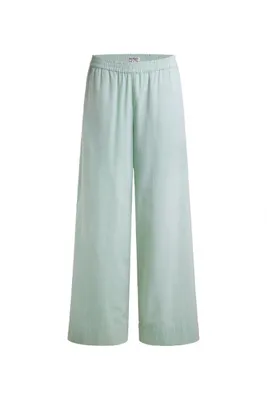 Produktbild von SENSES.THE LABEL Damen Sommerhose, Limette, 100% Baumwolle, Weites Bein, Elastikbund, Relaxed Fit, M/L