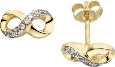 Produktbild von JOBO Ohrstecker Unendlichkeit 375 Gold Gelbgold bicolor 18 Zirkonia Ohrringe