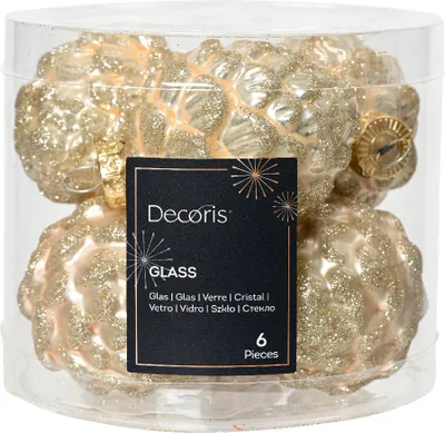 Produktbild von Christbaumschmuck Zapfen 7cm Glas 6 Stück - Perle