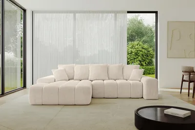 Produktbild von ALTDECOR Ecksofa mit Schlaffunktion und Bettkasten ENSI-L - 267x164x69 cm Beige - Corner Sofa Bett Eckcouch Couch L-Form Schlafcouch Ausziehbar Wohnlandschaft Schlafsofa Couchsofa
