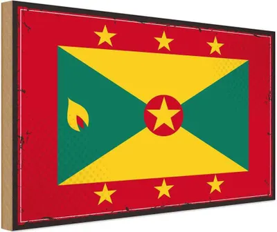 Produktbild von vianmo Holzschild 30x40 cm Grenadas Retro Grenada Flagge Fahne Wappen