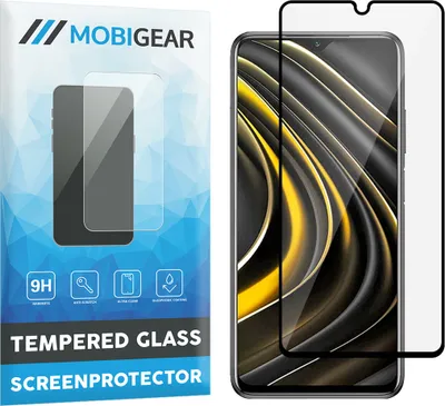 Produktbild von Mobigear Premium  POCO M3 Panzerglas Gehärtetes Glas Displayschutz - Hüllenfreundlich - Schwarz