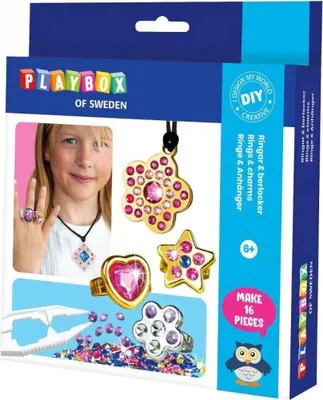 Produktbild von Playbox DIY Schmuckset Basteln Ringe Halsketten Kinder