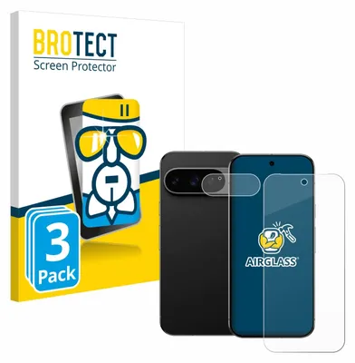Produktbild von 3x BROTECT Schutzglas für Google Pixel 9 Pro (Display+Kamera) Schutzfolie Panzer Folie Glas Display Schutz klar