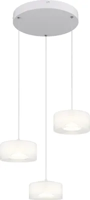 Produktbild von Globo Lighting Hängeleuchte Metall weiß matt, Glas opal, klar verlaufend, Acryl opal, Kabel PVC weiß, Höhe kürzbar, ø: 400mm, H: 1500mm, inkl. LED 18W 230V, 2200lm Source, 1900lm Output, 4000K
