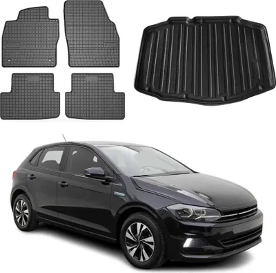 Image de Kit Tapis de sol et coffre pour VW Polo 2017-2024 HB TPE Noir